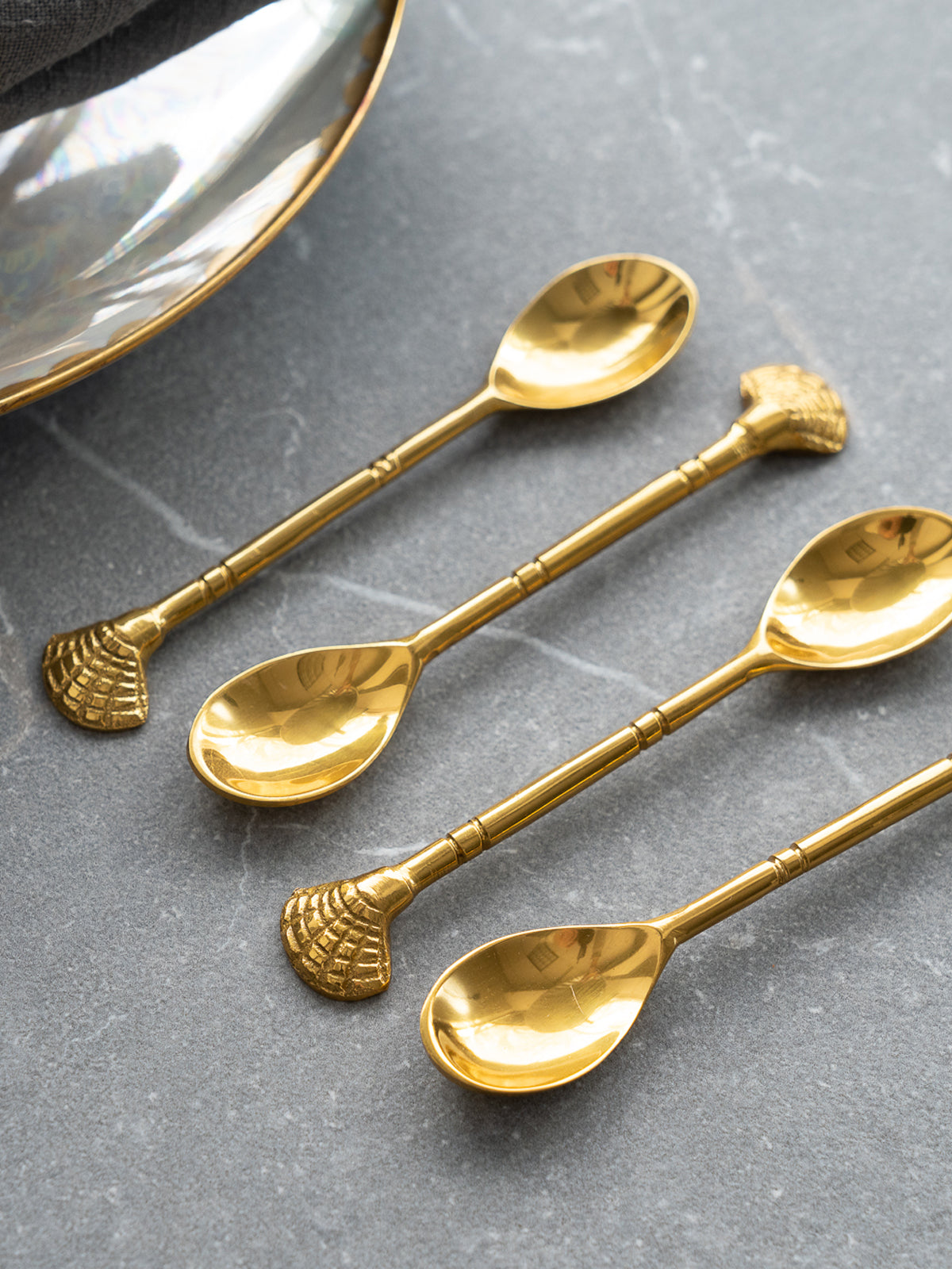 Golden Seashell Spoon, Set of 4