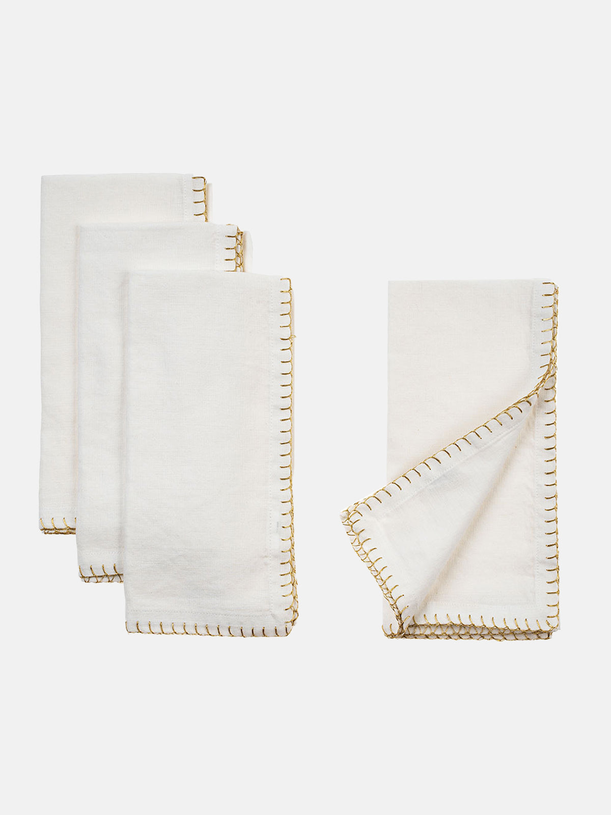 Gold Blanket Stitch Napkin, Set of 2