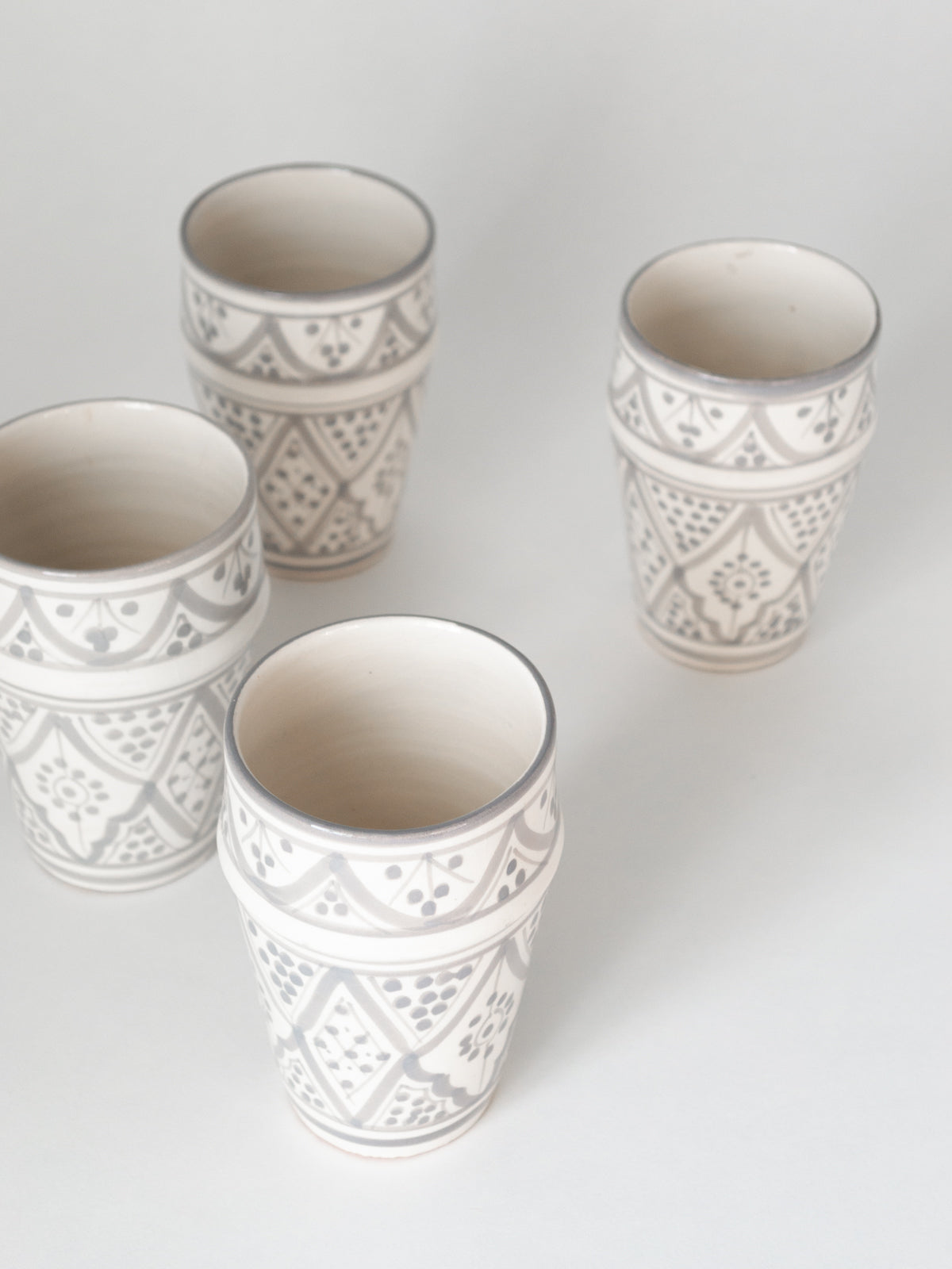 Light Grey Moroccan Cup, Set of 4