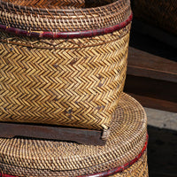Square Basket with Flat Lid, Brown