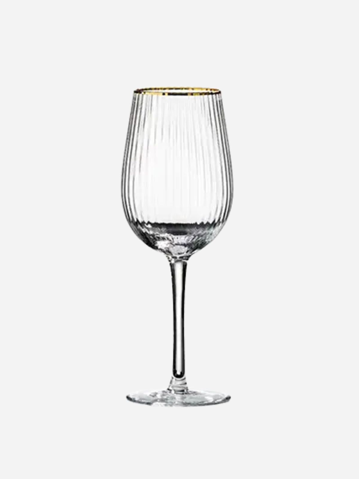 Gold Rim Ribbed Wine Glass