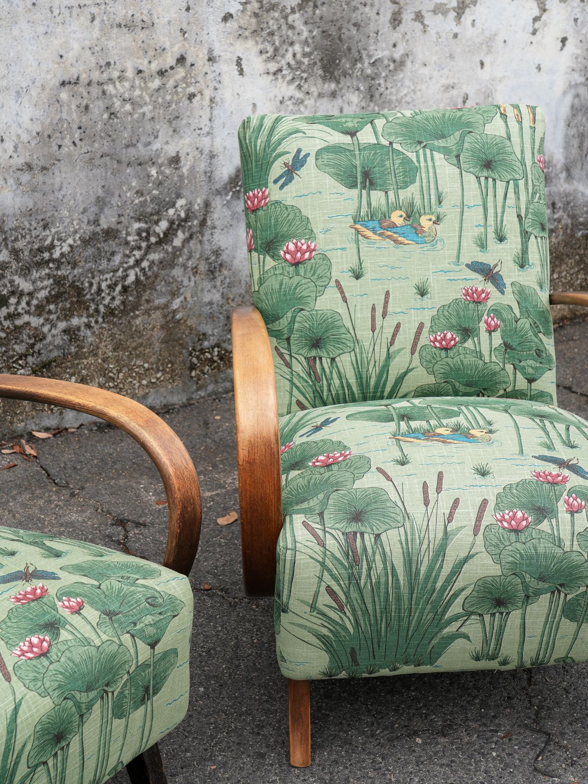 Halabala Chair in Green Lily Pond