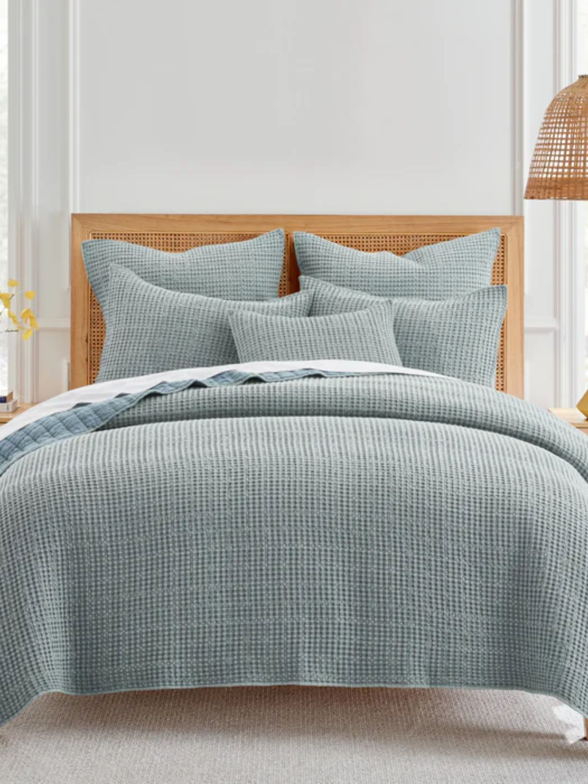 Mills Waffle Quilt Set, Chambry