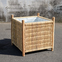 Rattan & Teak Square Planter