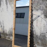 Scalloped Rattan Weave Floor Mirror