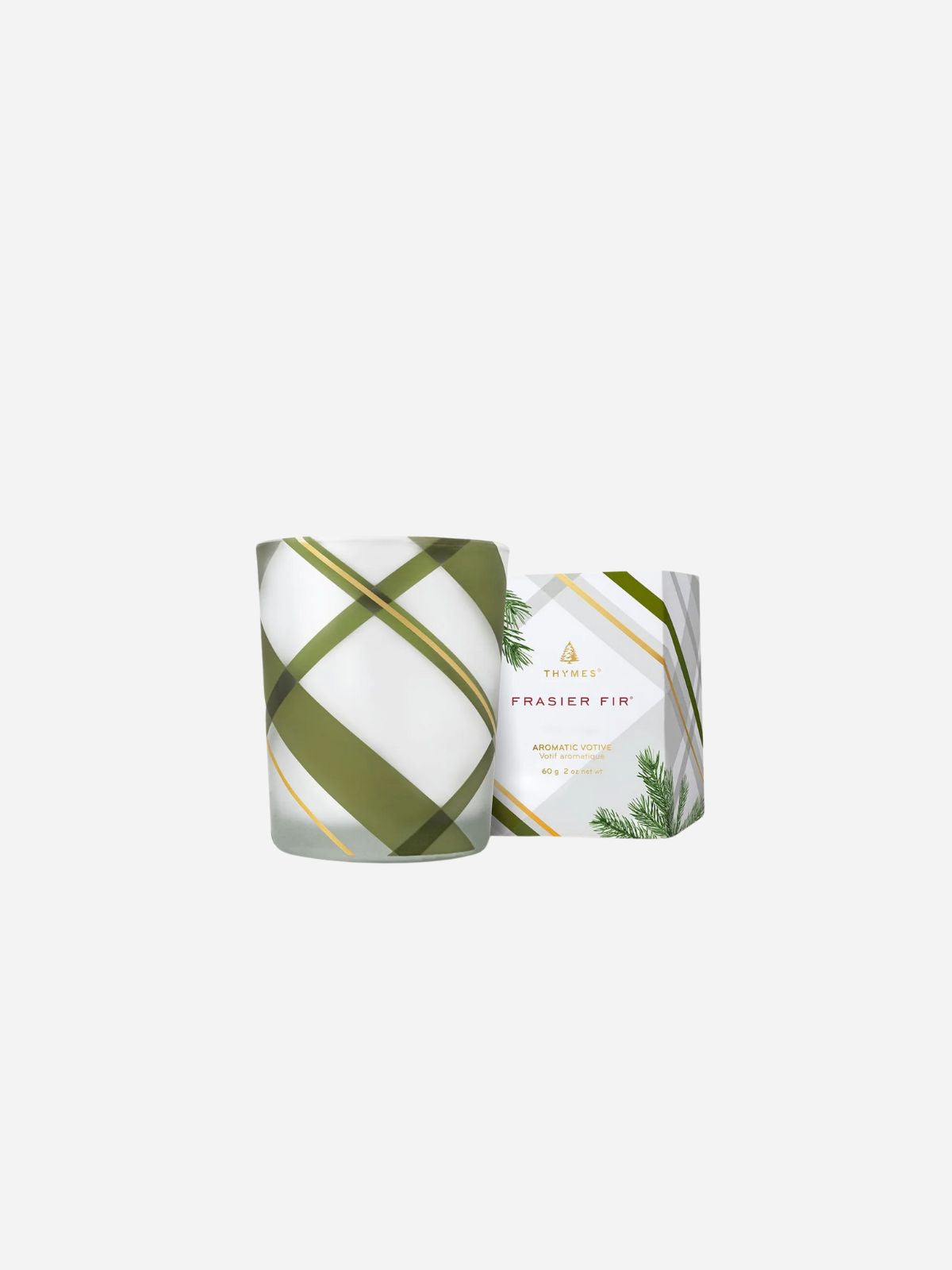 Frasier Fir Frosted Plaid Votive Candle