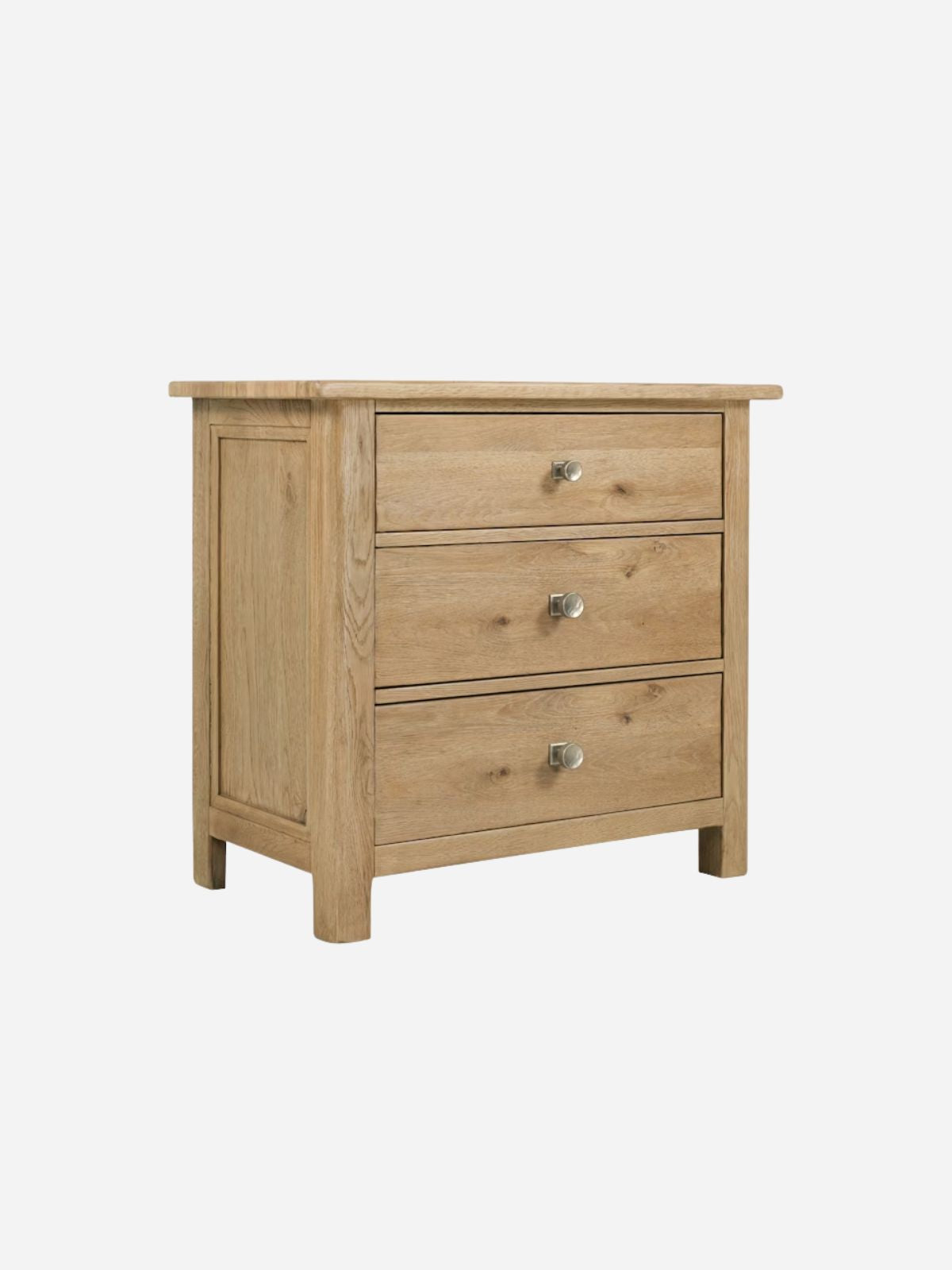 Driftwood Three-Drawer Nightstand, Oak