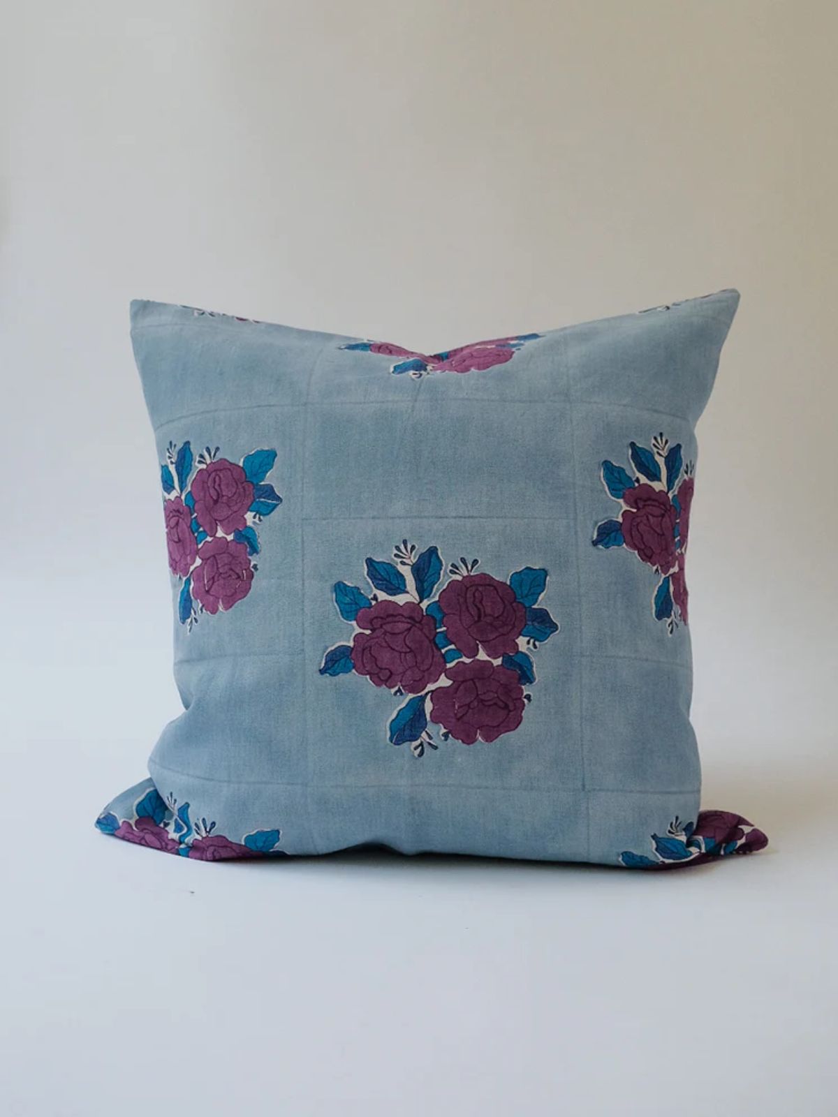 Sara Blue Block-Printed Pillow Cover