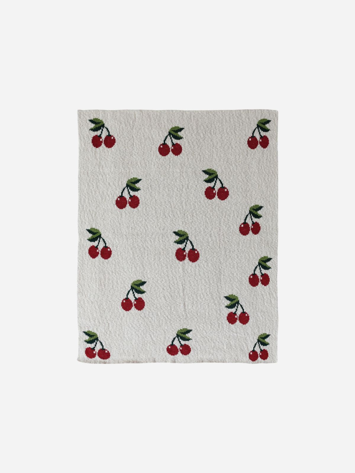 Cotton Knit Baby Blanket with Cherries