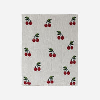 Cotton Knit Baby Blanket with Cherries