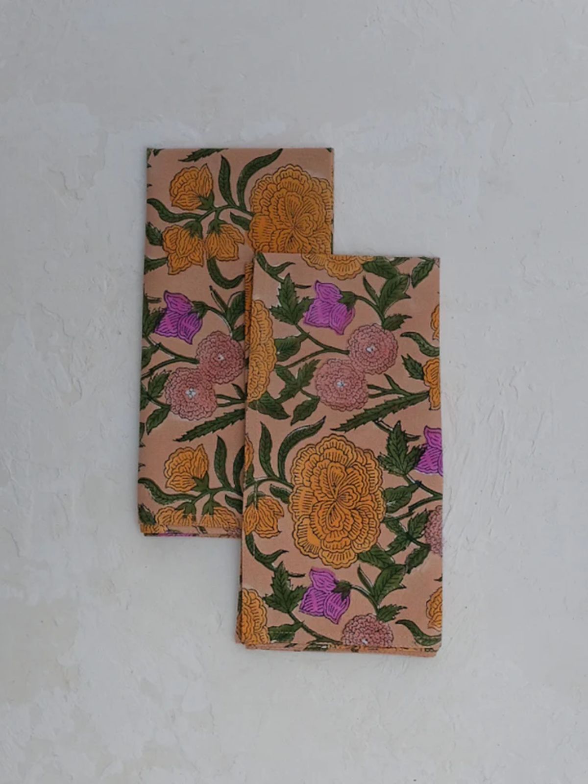 Nargis Old Rose Block-Printed Table Napkins, Set of 4