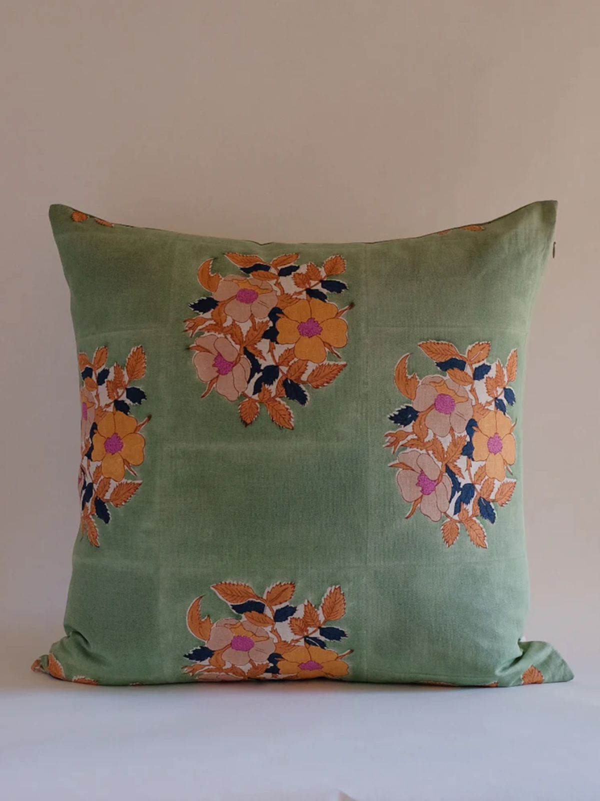 Dia Sage Block-Printed Pillow Cover