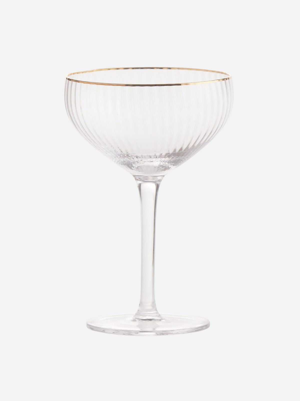 Gold Rim Ribbed Coupe Glass