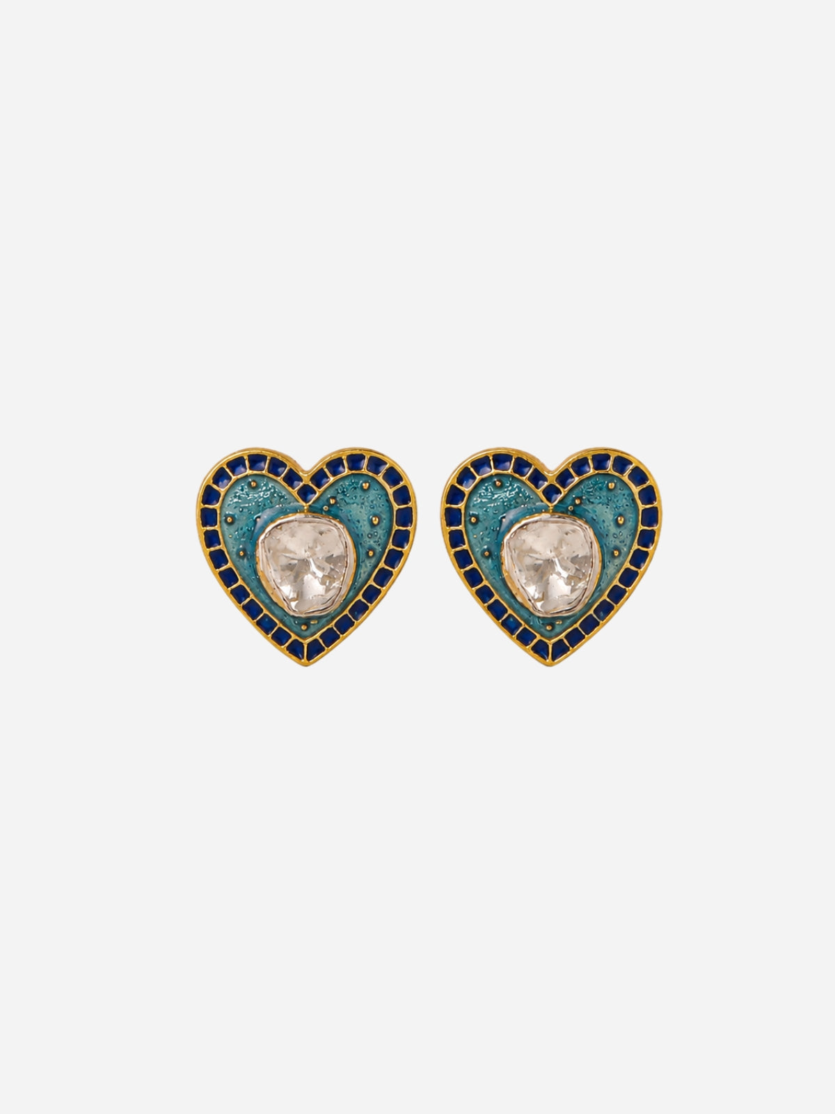 Dil Polki Earring Studs, Teal