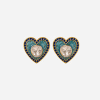 Dil Polki Earring Studs, Teal