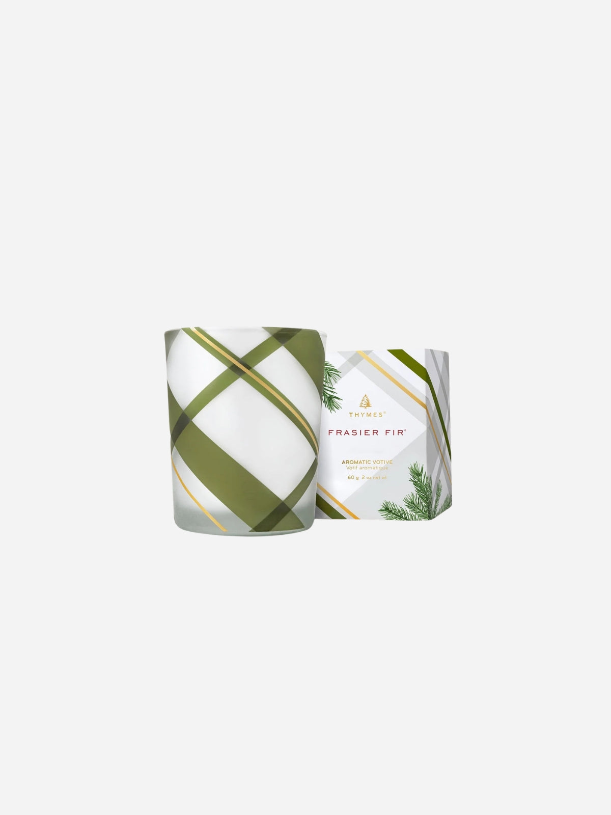 Frasier Fir Frosted Plaid Votive Candle, 2 oz.