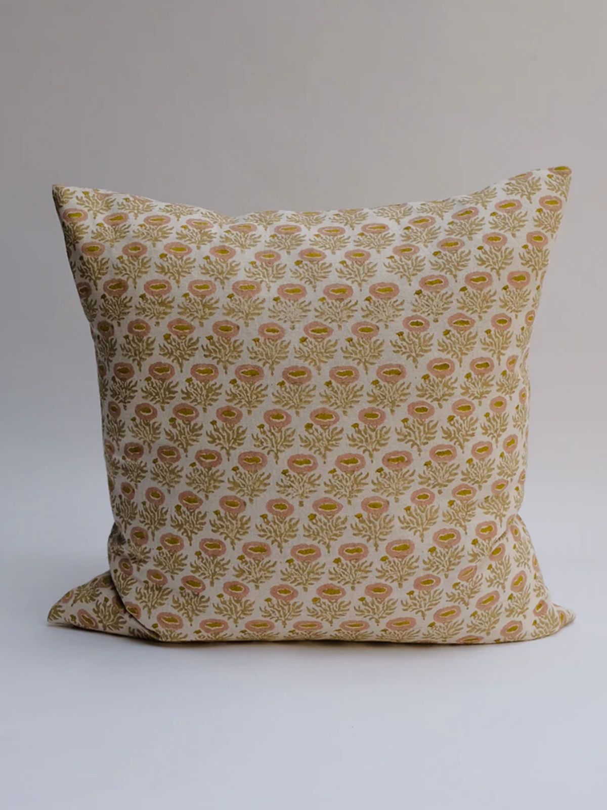 Rumi Rosewater Block-Printed Pillow Cover
