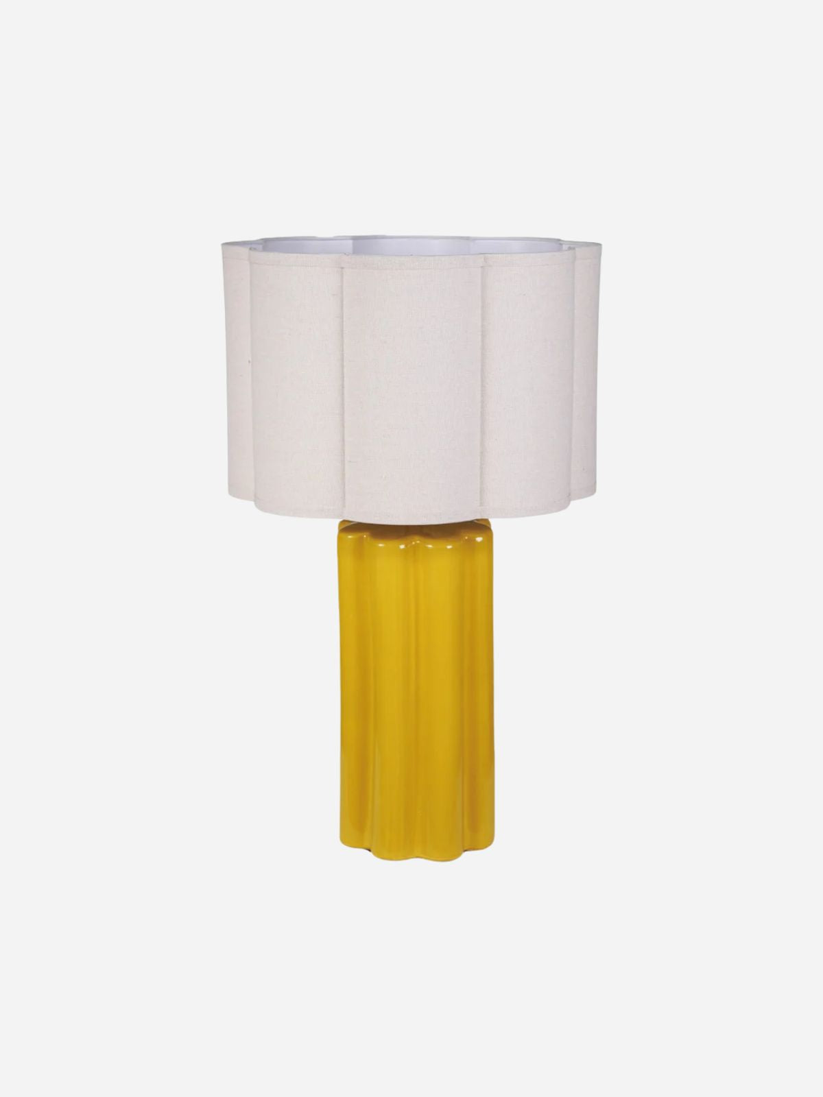 Stoneware Fluted Table Lamp, Mustard