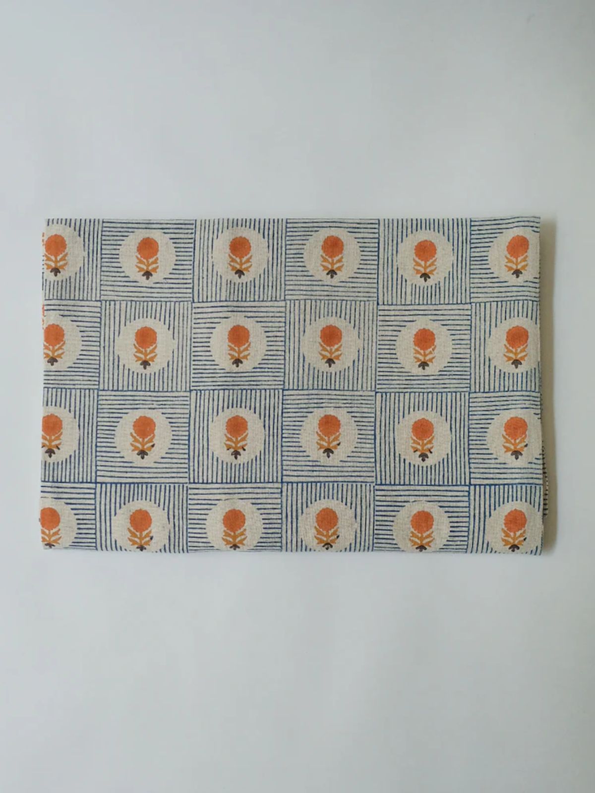 Namita Ink Blue Block-Printed Table Cloth