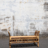 Antique Brown Rattan Bench