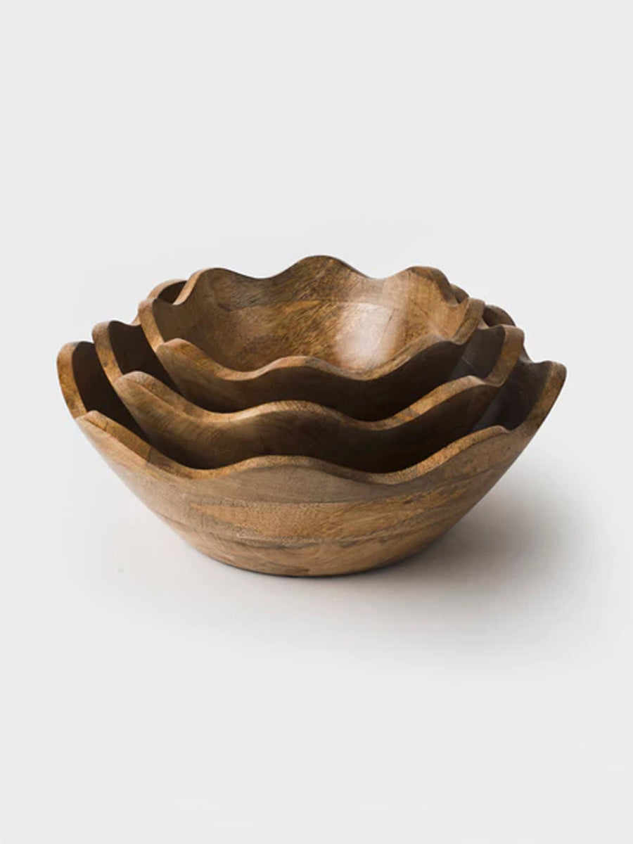 Scalloped Wooden Bowl - Medium