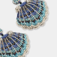 Navy Seashell Earrings