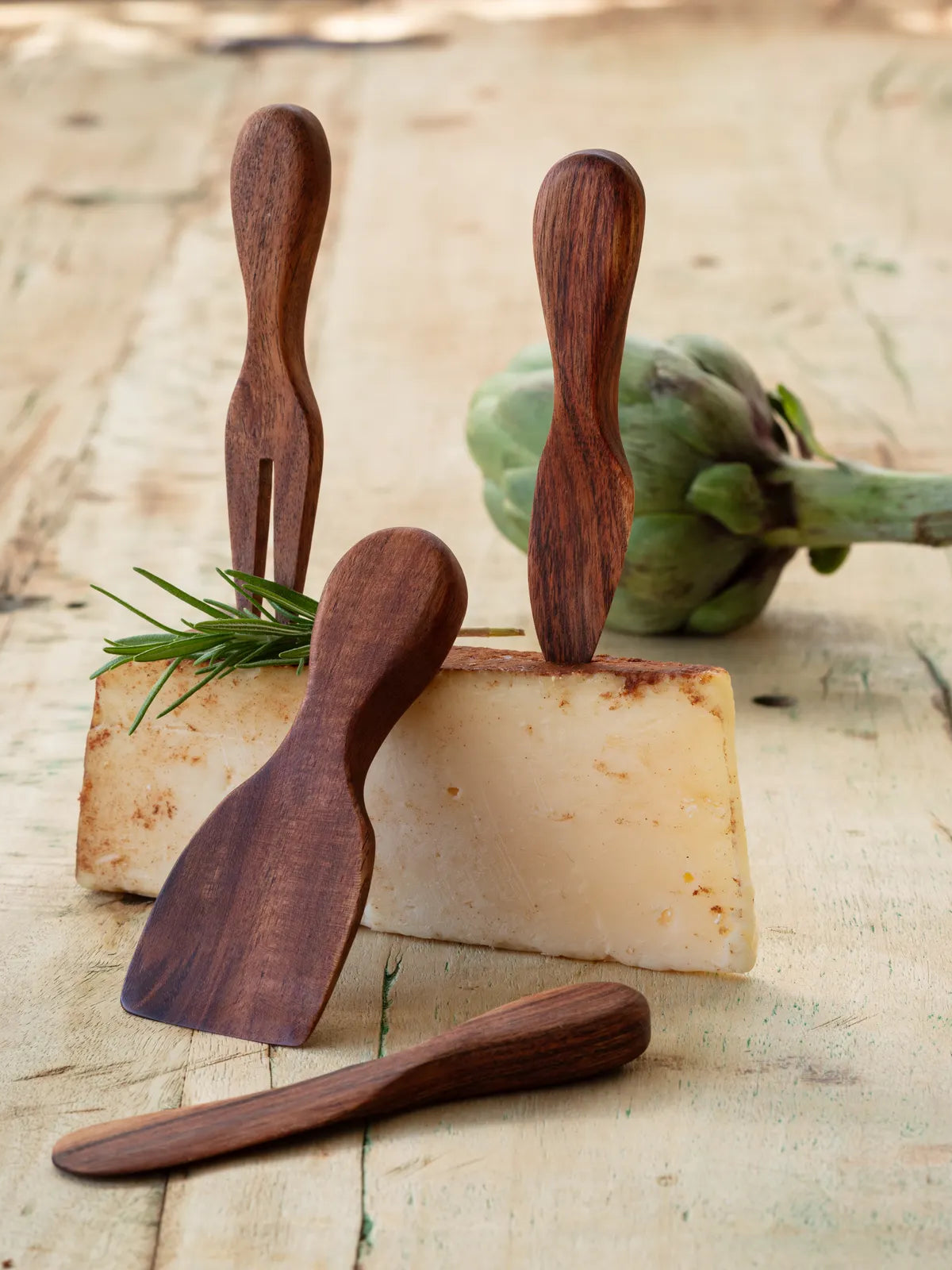Wooden Cheese Serving Set of 4