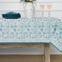 Floral Trellis Aqua Tablecloth