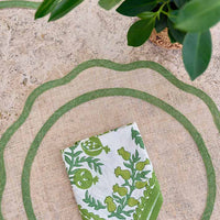 Green Scalloped Rice Paper Placemat, Set of 4