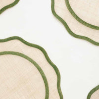 Green Scalloped Rice Paper Placemat, Set of 4