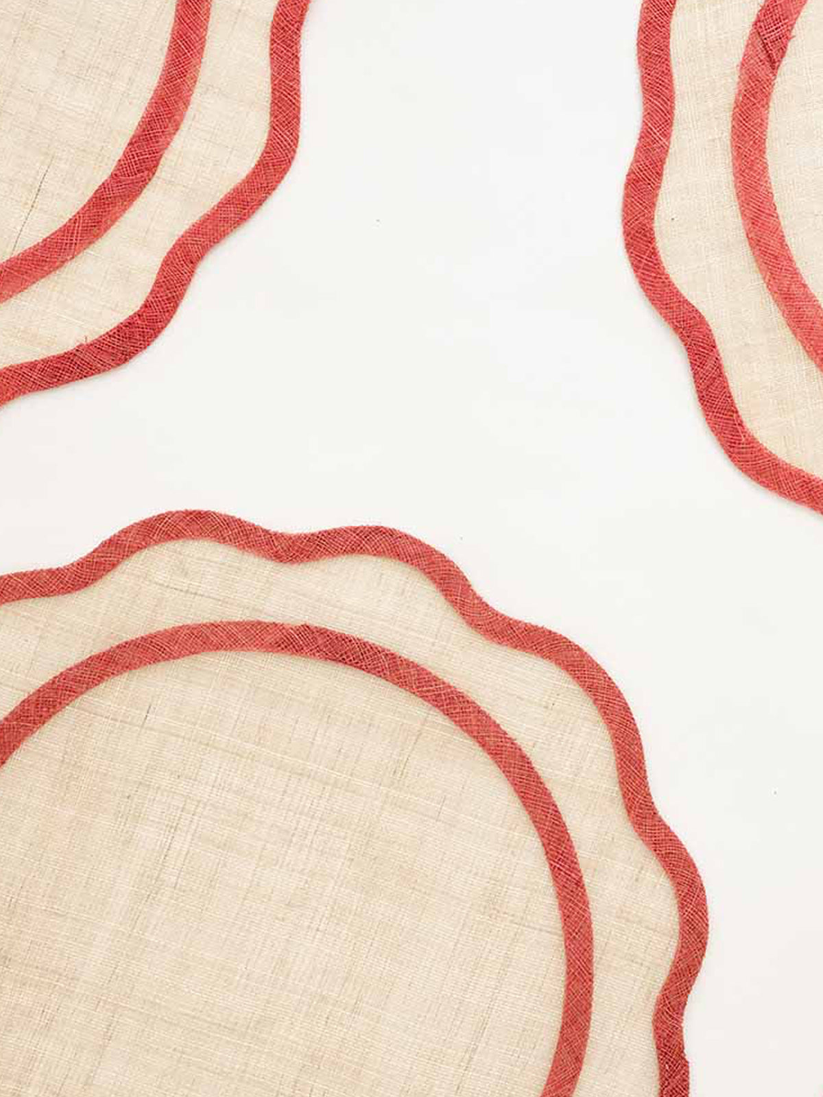 Red Scalloped Rice Paper Placemat, Set of 4