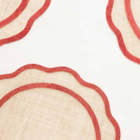 Red Scalloped Rice Paper Placemat, Set of 4