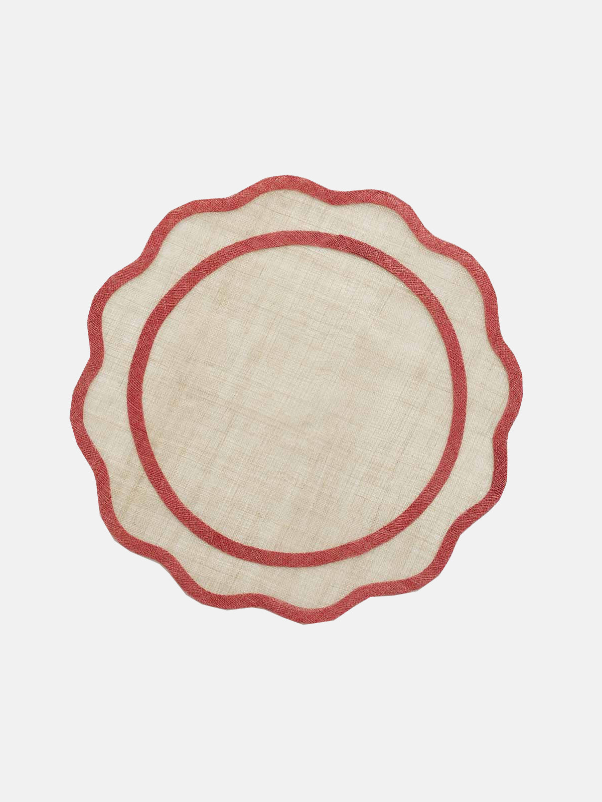 Red Scalloped Rice Paper Placemat, Set of 4