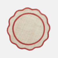 Red Scalloped Rice Paper Placemat, Set of 4