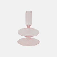 Vintage Pink Glass Taper Candle Holder