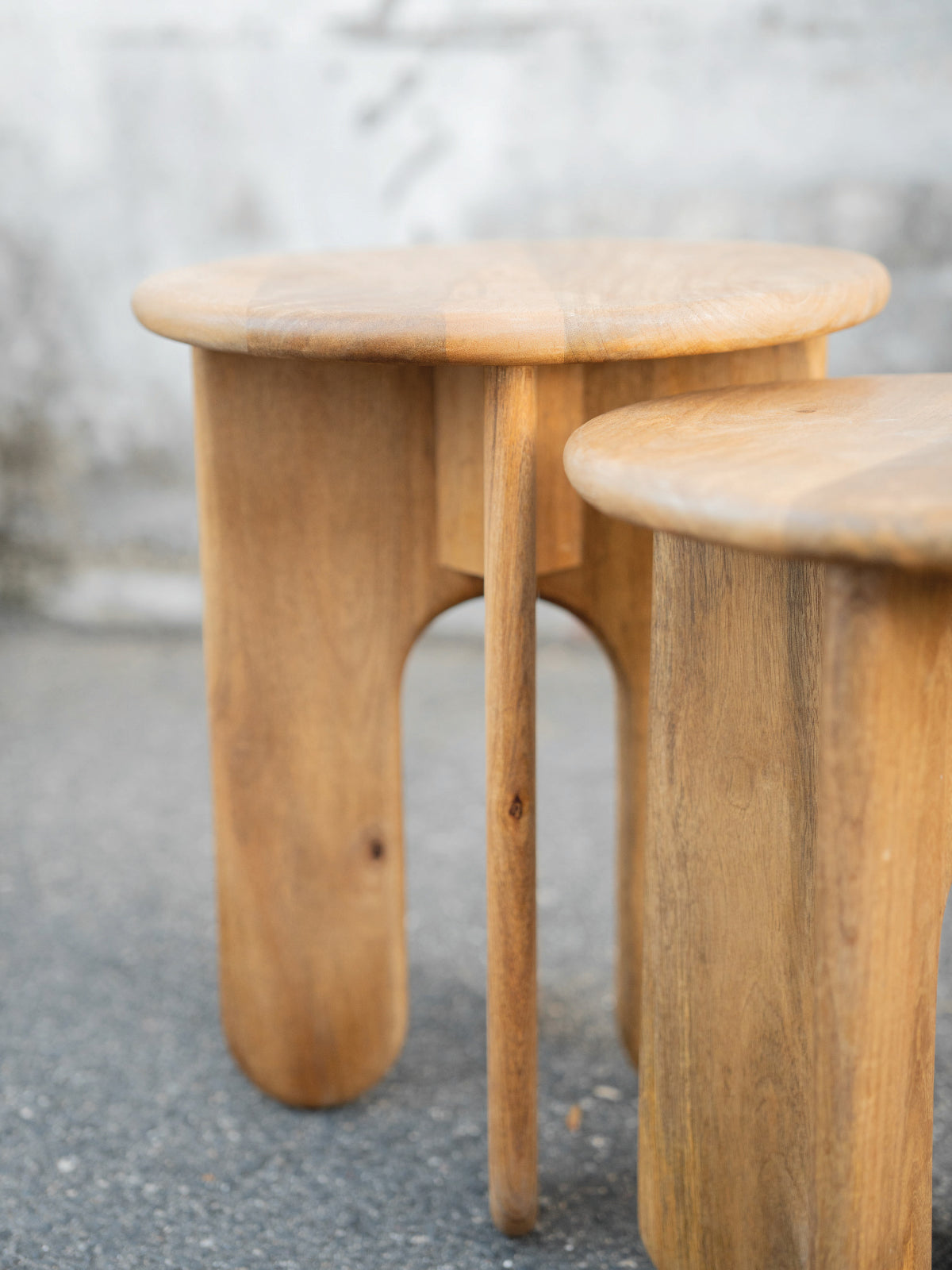 Small Wooden Curve Round Table