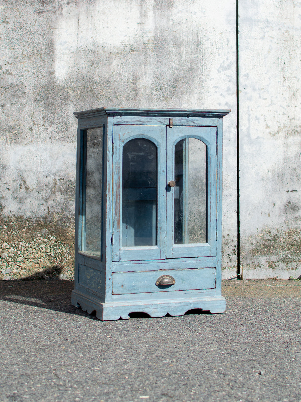 Antique Small Blue Wooden Cabinet
