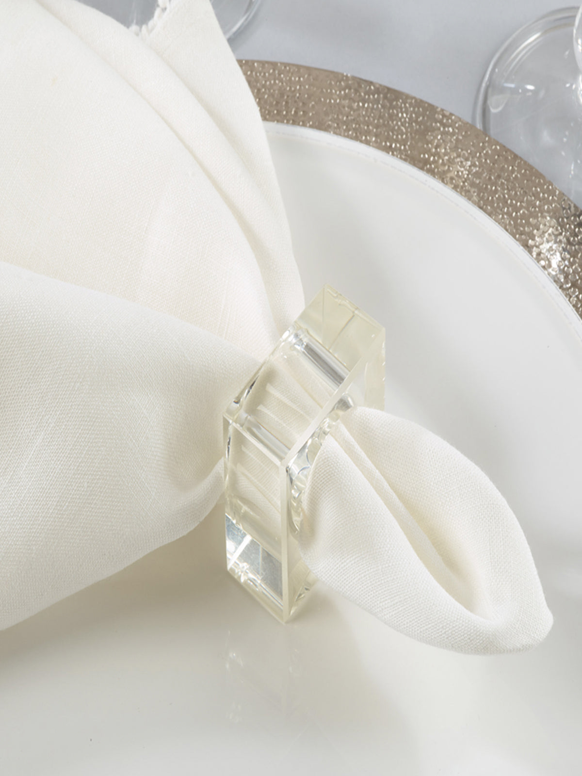 Clear Glass Napkin Ring, Set of 4