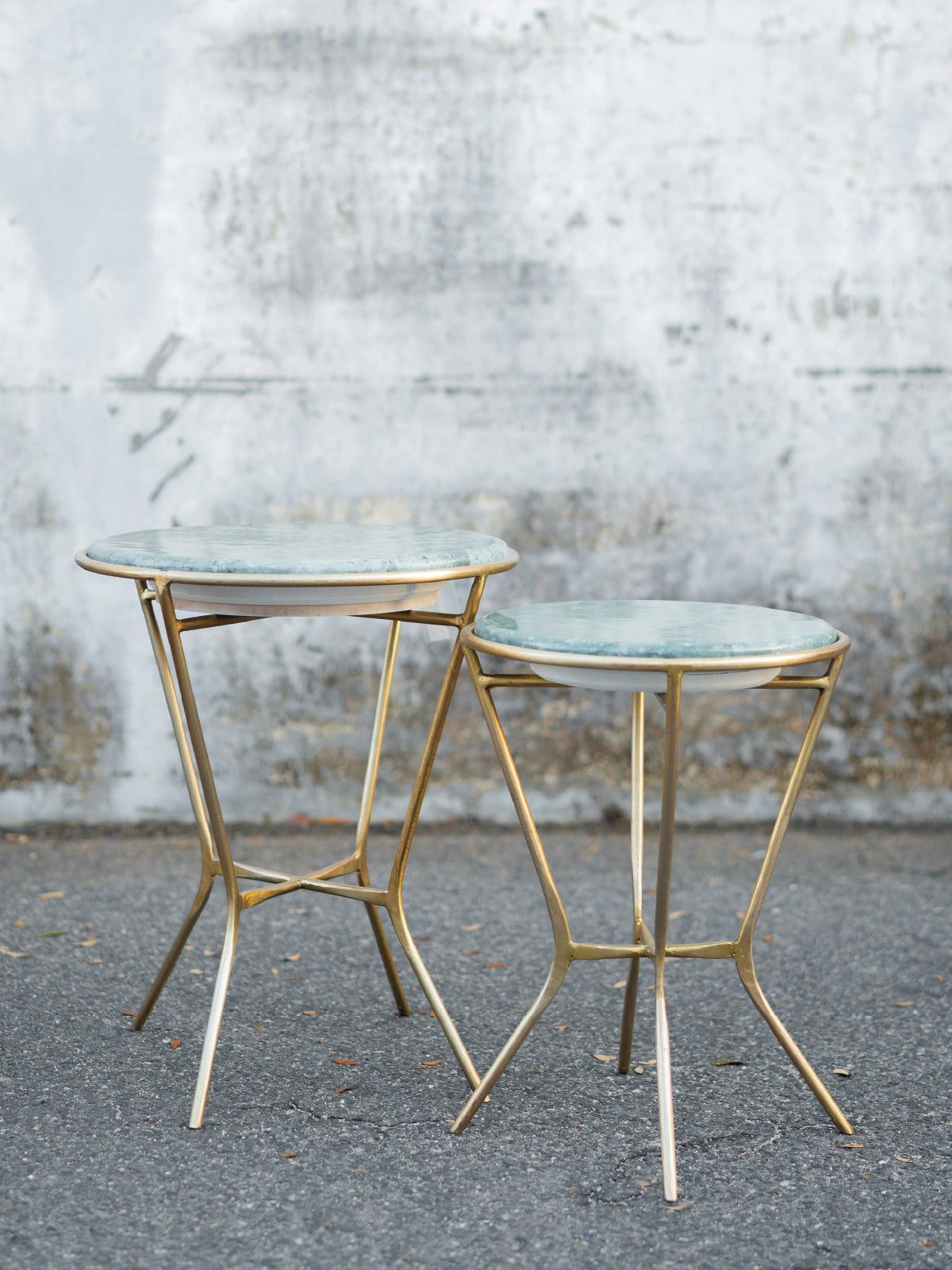 Large Iron End Table with Marble Top