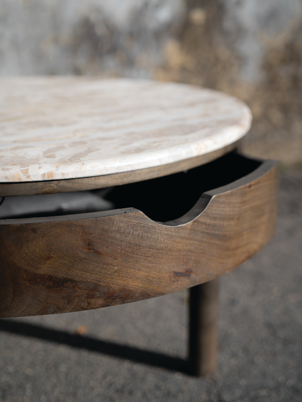 Brown 2 Door Coffee Table with Marble top