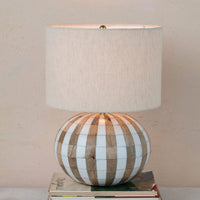 Mango Wood & Inlaid Resin Striped Table Lamp