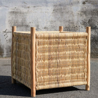 Rattan & Teak Square Planter