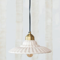 Stoneware & Metal Pleated Pendant Lamp