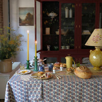 Rumi Blue Fern Block-Printed Table Cloth