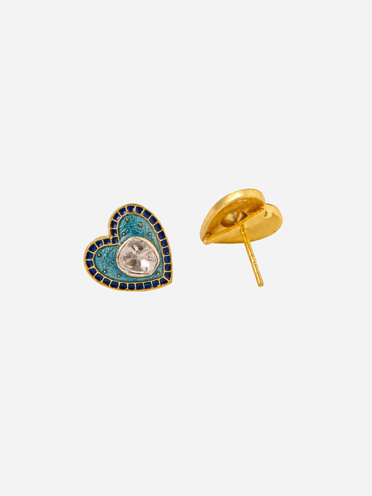 Dil Polki Earring Studs, Teal