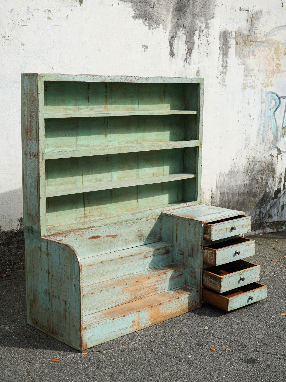 Blue Wooden Rack Cabinet