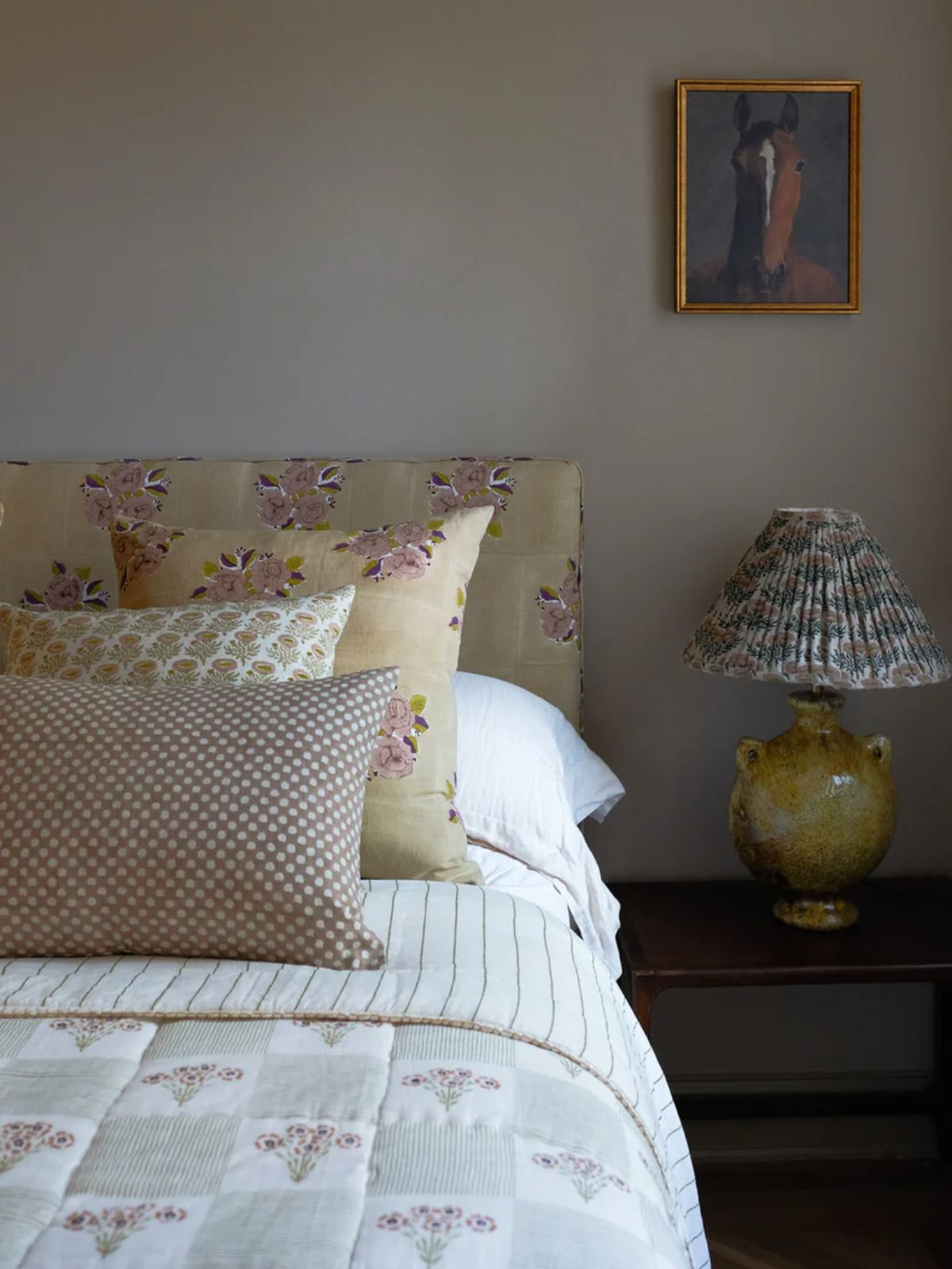 Rumi Rosewater Block-Printed Pillow Cover