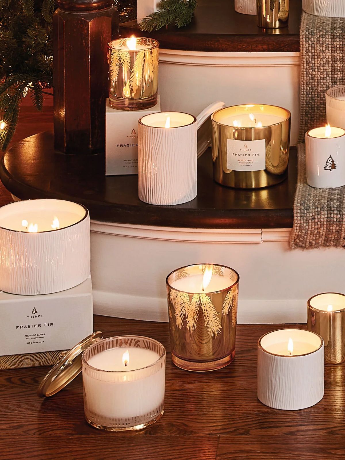 Frasier Fir Gilded Gold Votive Candle