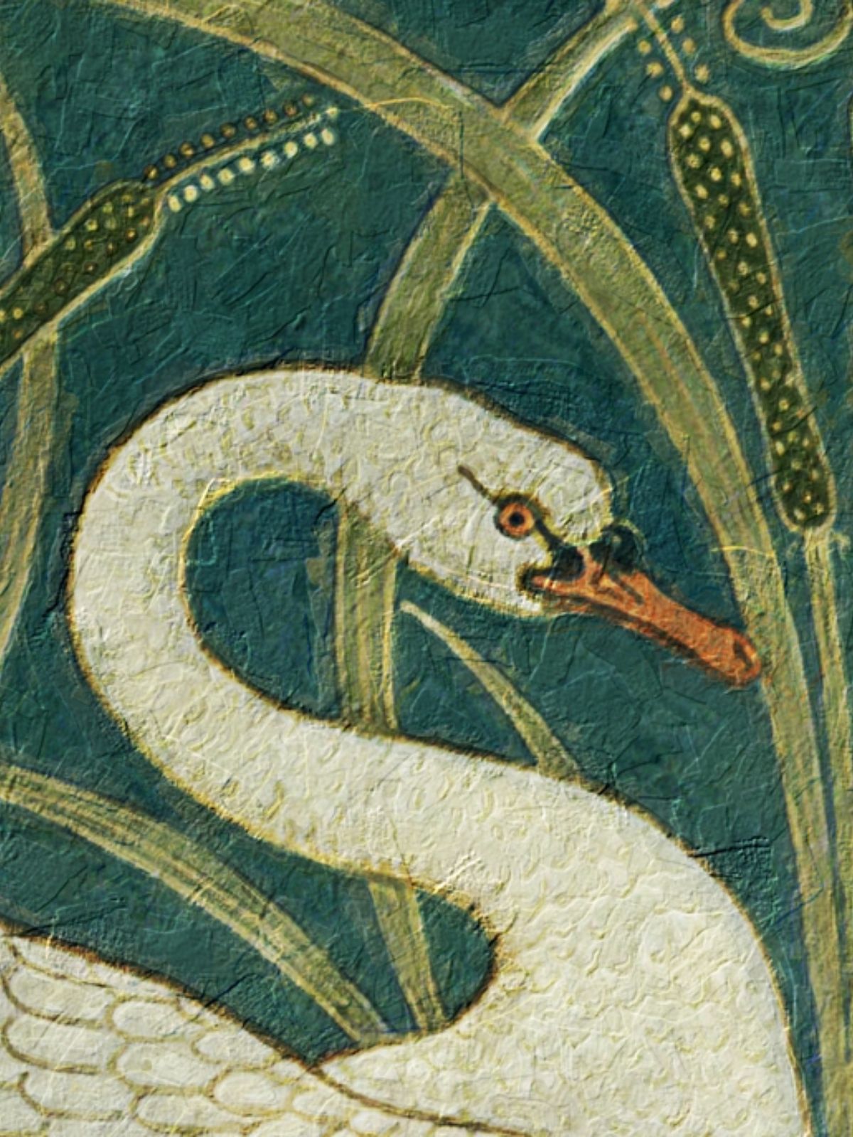 Two Swans Vintage Wall Art