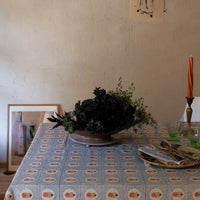 Namita Ink Blue Block-Printed Table Cloth